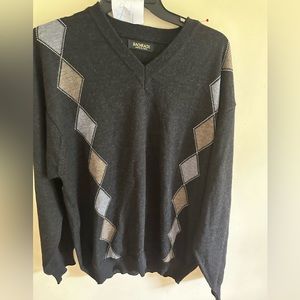 Vintage Bachrach Wool Acrylic Sweater; Abstract; Mens Large; Made in Italy